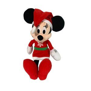 Disney Plush Minnie Mouse With Santa Hat Snowflake 12 in Tall Stuffed Doll Toy R